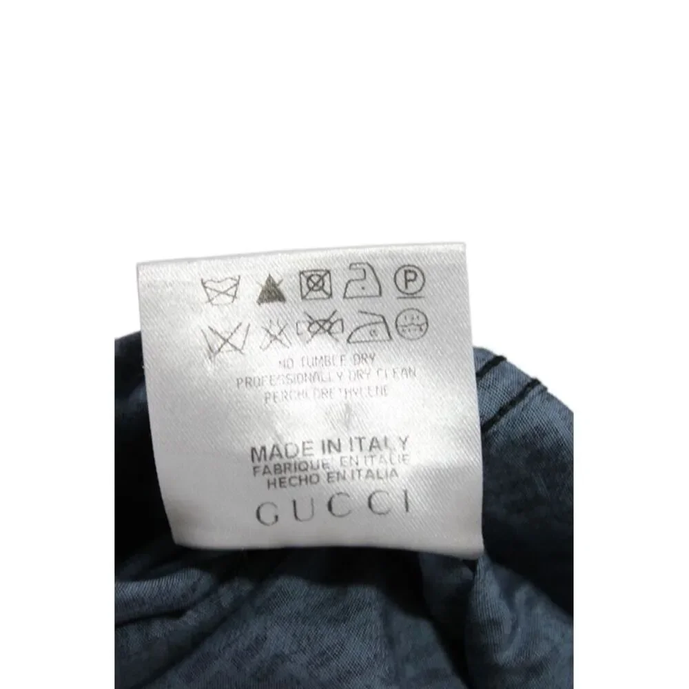 Gucci Mens Cotton Geometric Print Collared Button-Down Shirt Blue Size 42